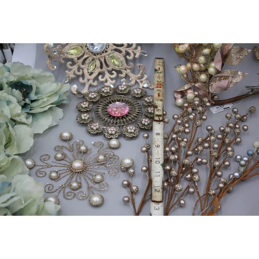 18 Pcs Branches, Flowers, Stems Huge Ornament Lot Vintage-Inspired At Home Magic